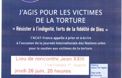 LA NUIT DES VEILLEURS A JEAN XXIII LE JEUDI 26 JUIN A 20H : SOUTENONS L’ACAT CONTRE LA TORTURE